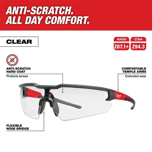 MILWAUKEE 48-73-2000A Clear Safety Glasses Anti Fog Durable Scratch Resistant Lenses Goggles Tool Accessories